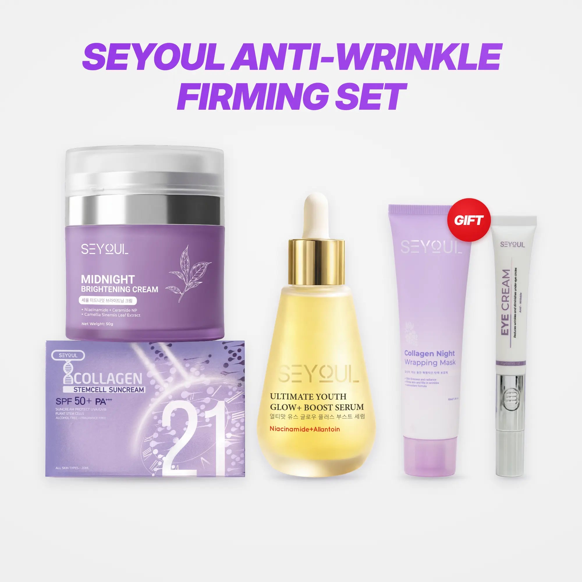 SEYOUL Anti-Wrinkle Firming Set – Rutin Kurangkan Kedutan, Tegangkan Kulit & Pudarkan Lingkaran Gelap Mata