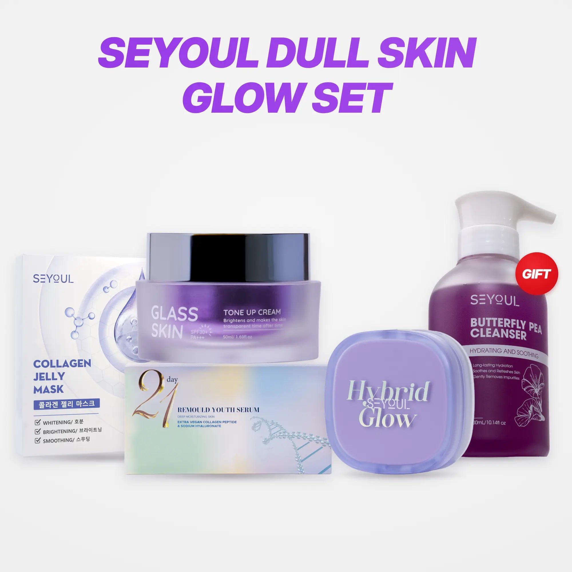 SEYOUL Dull Skin Glow Set – Rutin Kulit Kusam Tampak Cerah & Glowing | Base Makeup Tidak Cakey SPF50+