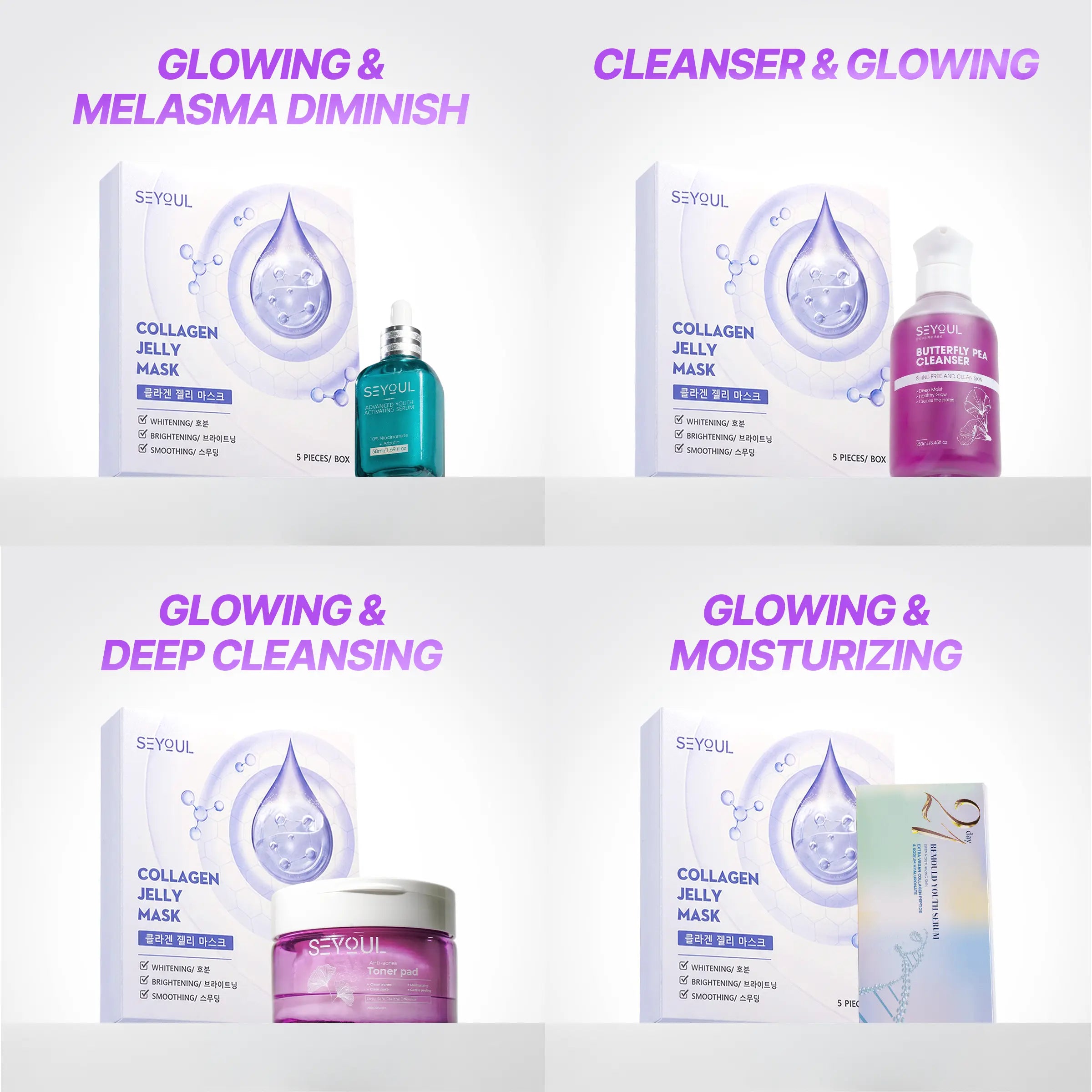 SEYOUL Combo Glowing & Melasma Diminish/Cleanser/Deep Cleansing/Moisturizing