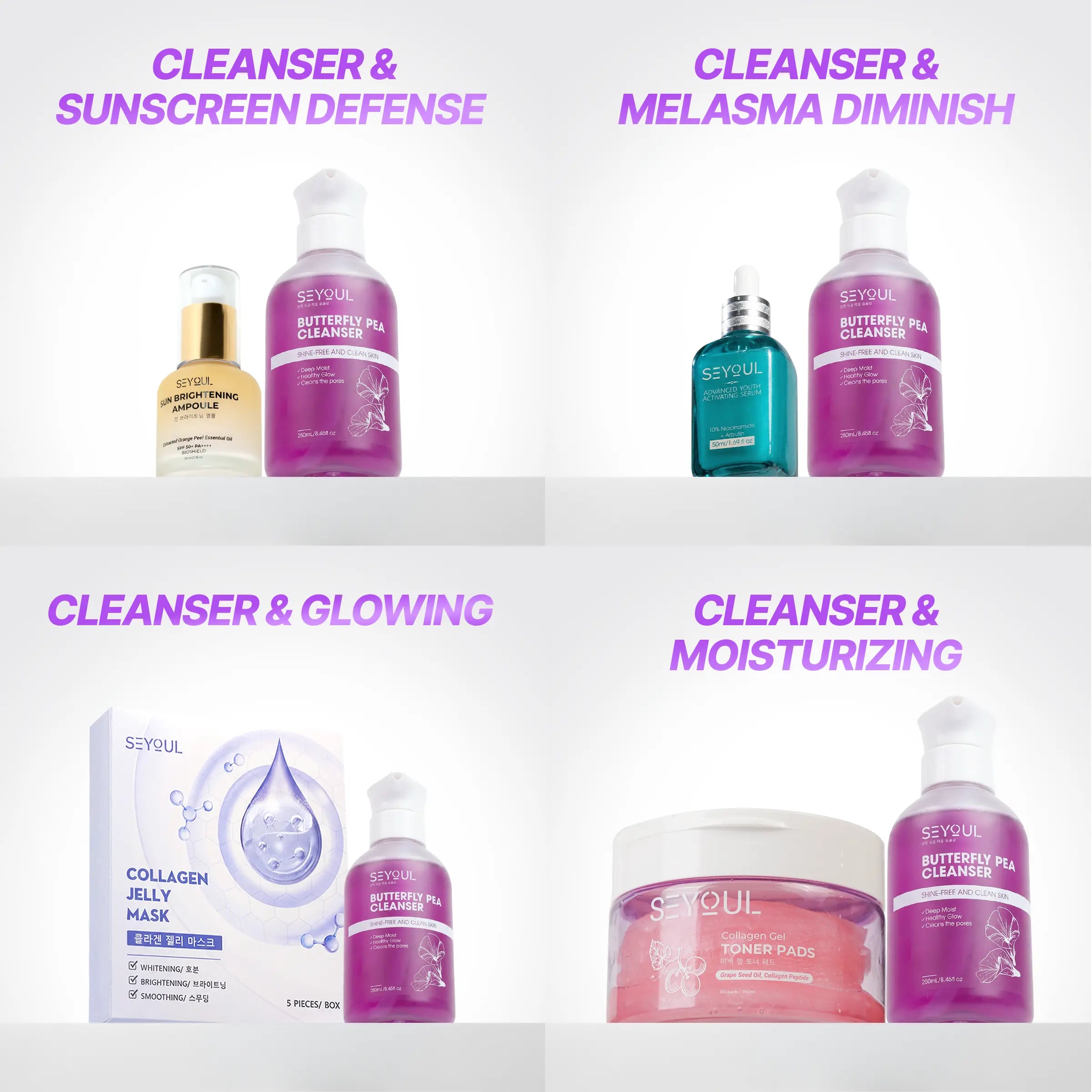 SEYOUL Combo Cleanser & Sunscreen Defense/Melasma Diminish/Glowing/Moisturizing