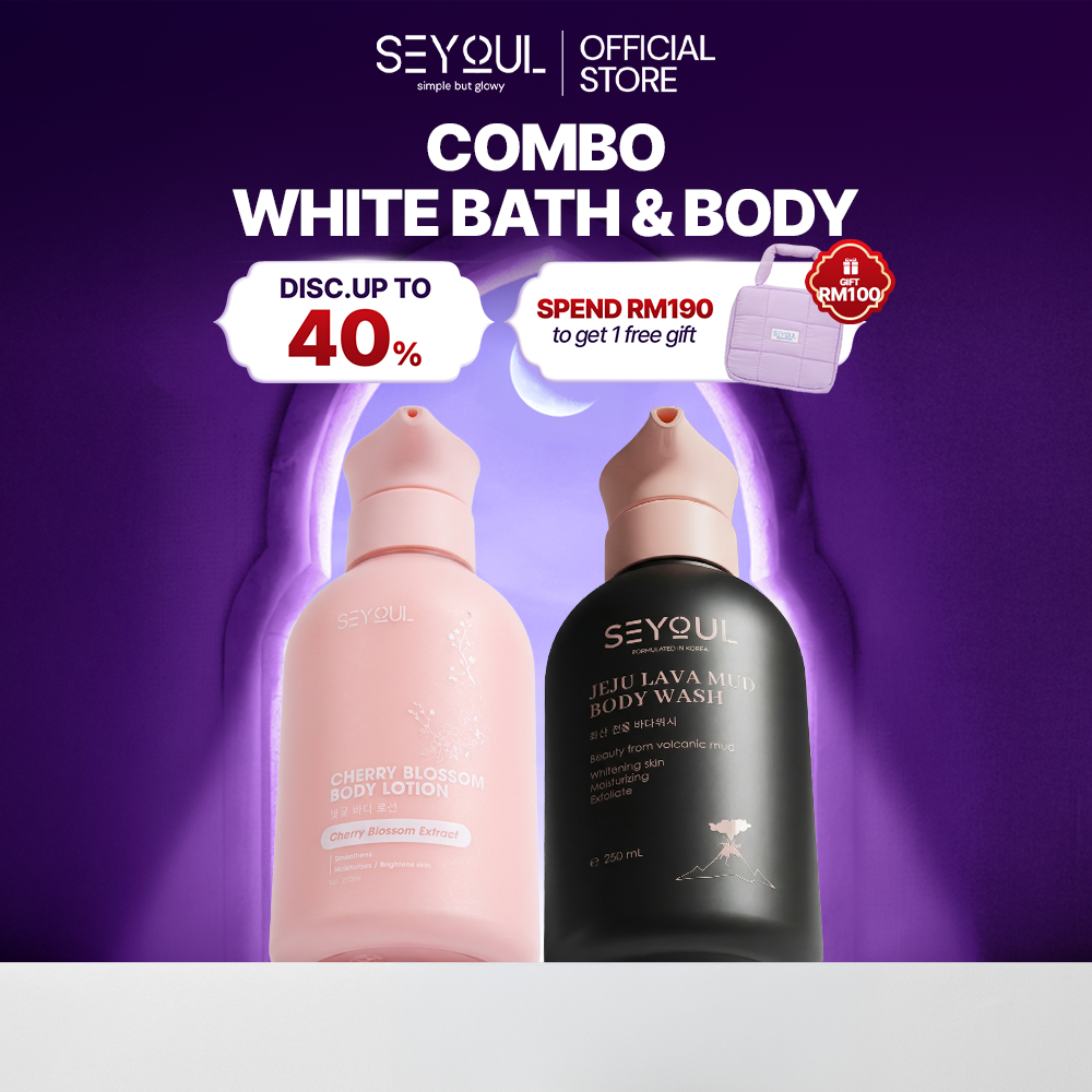 SEYOUL Cherry Blossom Body Lotion & Volcanic Clay Shower Gel Combo