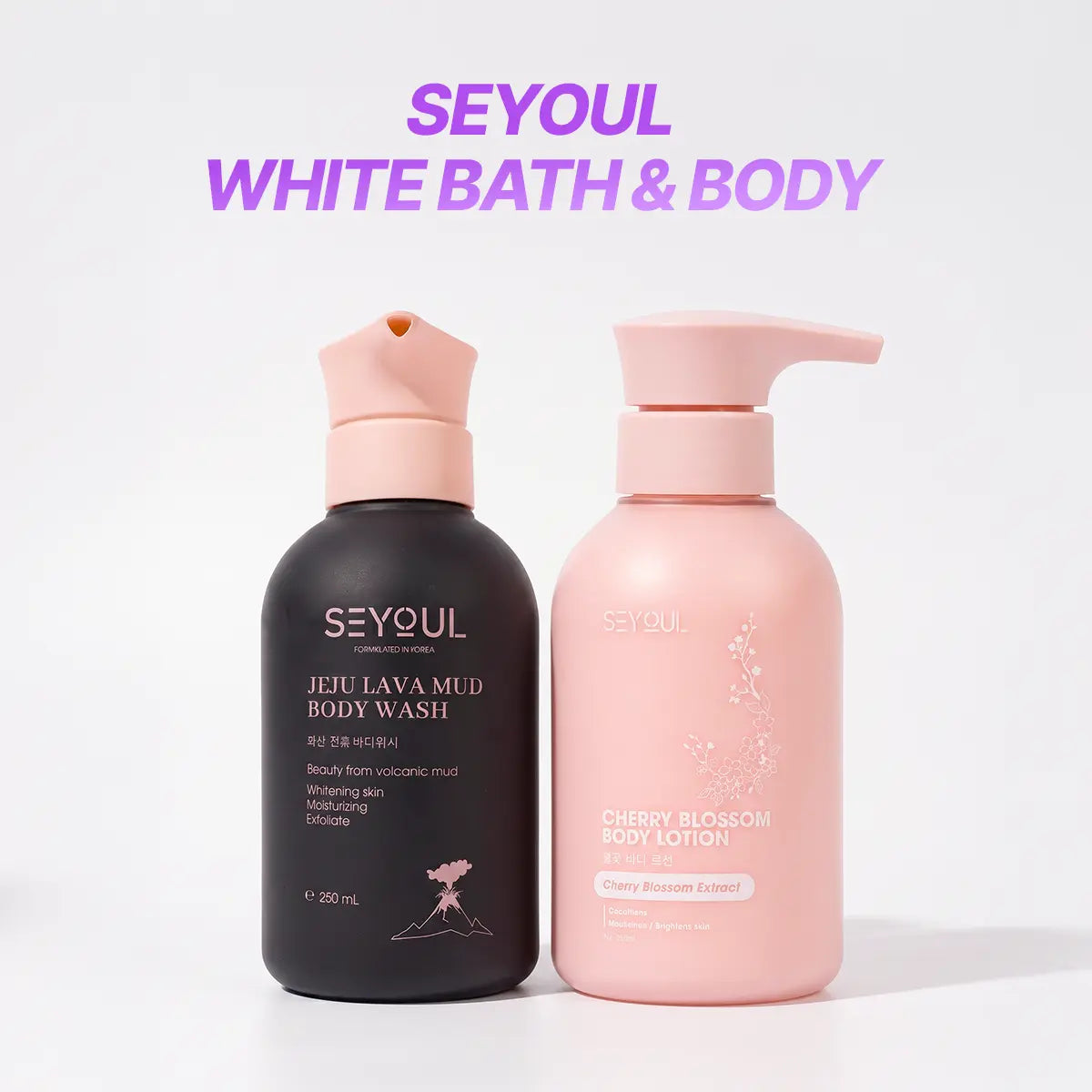 SEYOUL Cherry Blossom Body Lotion & Volcanic Clay Shower Gel Combo