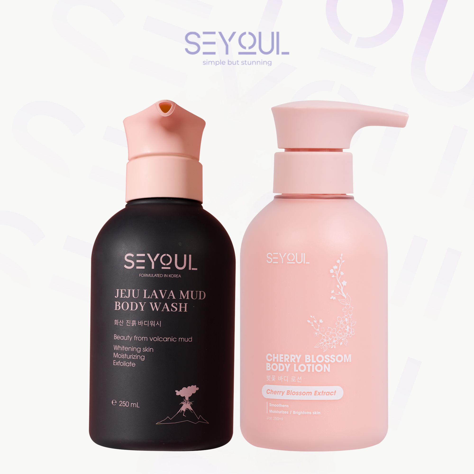 SEYOUL Cherry Blossom Body Lotion & Volcanic Clay Shower Gel Combo