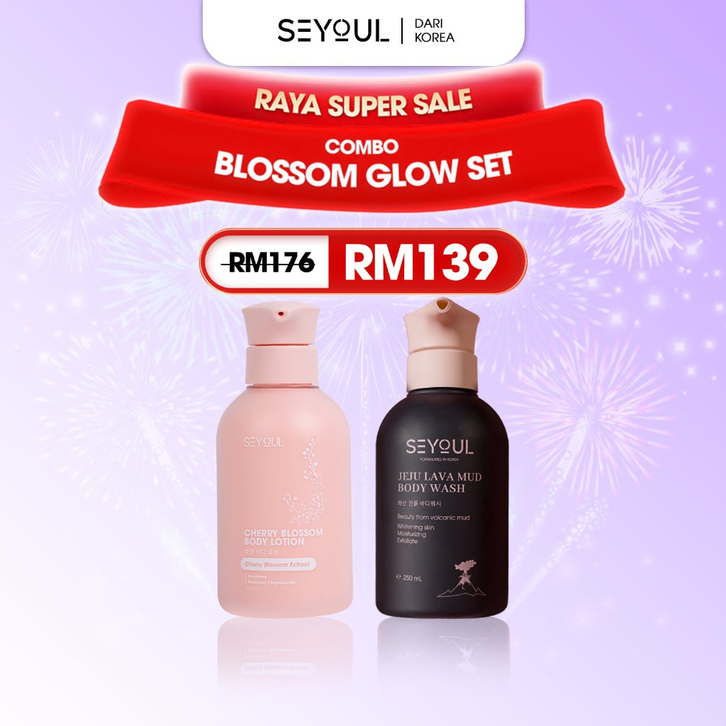 SEYOUL Cherry Blossom Body Lotion & Volcanic Clay Shower Gel Combo - Seyoul - Malaysia OfficialTMDT - 1P(0279) - 1P(00498)
