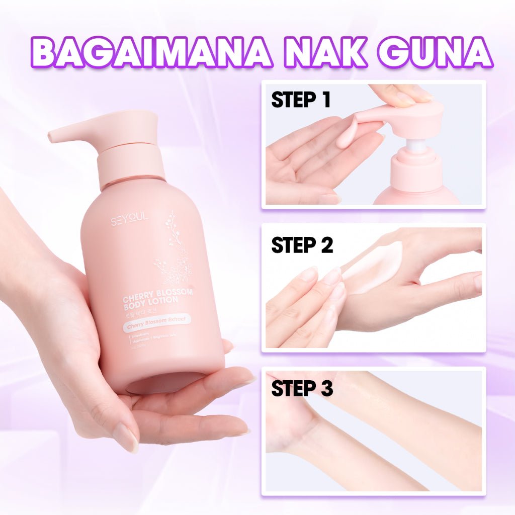 SEYOUL Cherry Blossom Body Lotion & Volcanic Clay Shower Gel Combo - Seyoul - Malaysia OfficialTMDT - 1P(0279)